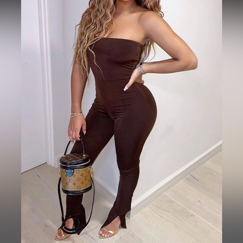Fashion Nova Walk of Fame Brown Jumpsuit
